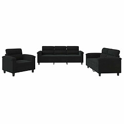 Maison Chic Ensemble de canapés 3 pcs avec coussins, Canapé droit Sofa pour Salon noir tissu microfibre -GKD671516