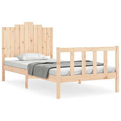 Maison Chic Cadre/structure de lit et tête de lit pour adulte - Lit Moderne Chambre 100x200 cm bois massif -MN31433