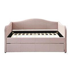 Vente-Unique Lit banquette gigogne 2 x 90 x 190 cm - Velours - Rose + Matelas - MATHILDE