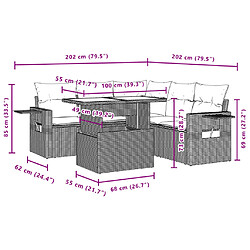 vidaXL Salon de jardin avec coussins 6 pcs beige résine tressée pas cher