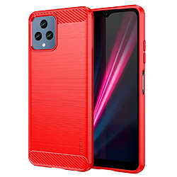 Coque en TPU MOFI surface brossée, texture en fibre de carbone pour votre T-Mobile REVVL 6 5G - rouge