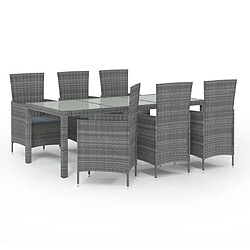 Maison Chic Salon de jardin 7 pcs + coussins - Mobilier/Meubles de jardin - Table et chaises d'extérieur Résine tressée Gris -MN98554