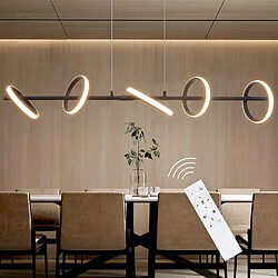 NETTLIFE Suspension LED Moderne Noir Diam.106CM Anneau Design Dimmable avec Télécommande 42W Métal Hauteur Réglable pour Salle à Manger Salon