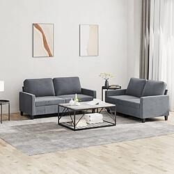 Maison Chic Ensemble de canapés 2 pcs avec coussins, Canapé droit Sofa pour Salon Gris foncé Velours -GKD496534