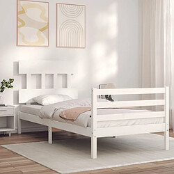 Maison Chic Cadre/structure de lit avec tête de lit pour adulte - Lit Moderne Chambre blanc simple bois massif -MN38892