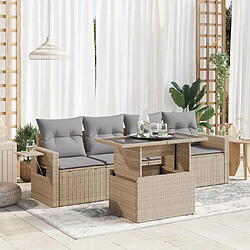 vidaXL Salon de jardin avec coussins 5 pcs beige résine tressée