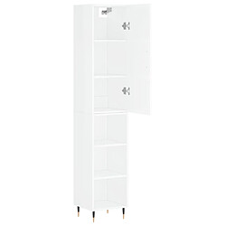 Avis vidaXL Buffet haut Blanc brillant 34,5x34x180 cm Bois d'ingénierie