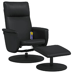 vidaXL Fauteuil inclinable de massage avec repose-pied noir similicuir