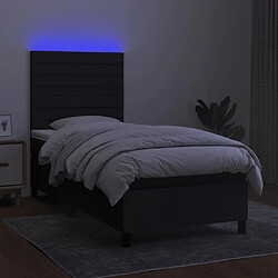 Avis vidaXL Sommier à lattes de lit avec matelas et LED Noir 90x200cm Tissu