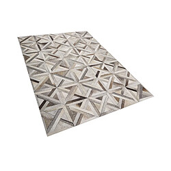 Beliani Tapis patchwork en cuir beige et marron 140 x 200 cm TAYTAN