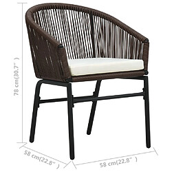 vidaXL Chaises de jardin lot de 2 Marron Rotin PE pas cher