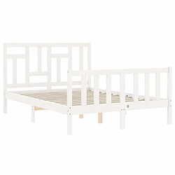 Maison Chic Lit adulte - Cadre Structure de lit avec tête de lit Contemporain blanc petit double bois massif -MN96119 pas cher