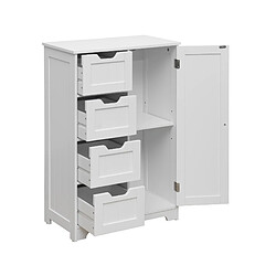 Acheter Mobili Rebecca Meuble Multifonction 4 Tiroirs 1 Porte Bois Blanc Meuble De Salle De Bain Moderne