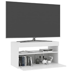 Avis Maison Chic Meubles TV avec lumières LED - Banc TV pour salon Blanc 75x35x40 cm -MN88908