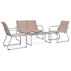 vidaXL Salon de jardin 4 pcs Tissu et acier Taupe