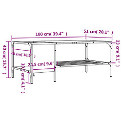 vidaXL Table basse support chêne sonoma 100x51x40cm bois d'ingénierie pas cher