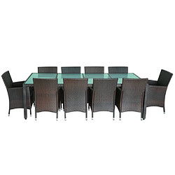 Acheter Maison Chic Salon de jardin 11pcs + coussins - Mobilier/Meubles de jardin - Table et chaises d'extérieur Résine tressée Marron -MN54388