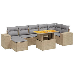 vidaXL Salon de jardin avec coussins 8 pcs beige résine tressée