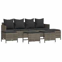 vidaXL Salon de jardin 5 pcs avec coussins gris résine tressée