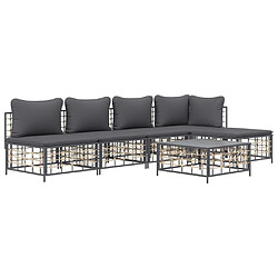 Avis Maison Chic Salon de jardin 6 pcs + coussins - Mobilier/Meubles de jardin - Table et chaises d'extérieur anthracite résine tressée -MN25949