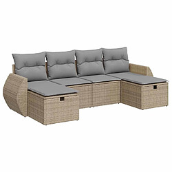 vidaXL Salon de jardin avec coussins 6 pcs beige résine tressée