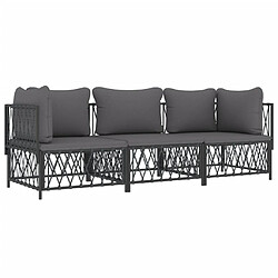 Avis Maison Chic Salon de jardin 3 pcs avec coussins - Table et chaises d'extérieur - Mobilier/Meubles de jardin Moderne anthracite acier -MN85465