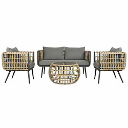 Ensemble Table avec 3 Sièges DKD Home Decor Marron 144 x 67 x 74 cm rotin synthétique Aluminium