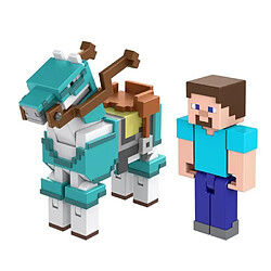 Mattel Minecraft - Pack 2 figurines Steve et cheval avec armure 8 cm