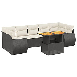 Maison Chic Ensemble Tables et chaises d'extérieur 8 pcs avec coussins,Salon de jardin noir résine tressée -GKD828669