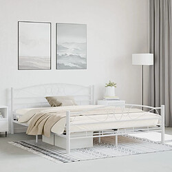 vidaXL Cadre de lit et tête de lit sans matelas blanc 160x200 cm métal