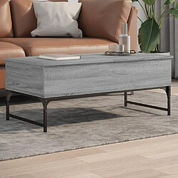 ComfortXL Table Basse Sonoma Gris 100x50x40 Cm Bois D'ingénierie Et Métal