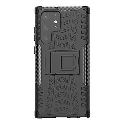 Coque en TPU anti-rayures, texture pneu avec béquille noir pour votre Samsung Galaxy S22 Ultra