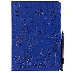 Etui en PU motif abeille et chat avec support bleu pour votre Apple iPad Air (2020)/iPad Pro 11 pouces (2021)/(2020)/(2018)