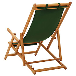 Avis vidaXL Chaise pliable de plage bois d'eucalyptus solide et tissu vert