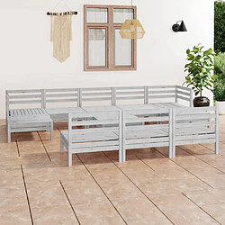 Maison Chic Ensemble de salle à manger de jardin 11 pcs,Table et chaises d'extérieur Blanc Bois de pin massif -GKD538038