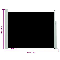 vidaXL Auvent latéral rétractable de patio 140x500 cm Noir pas cher