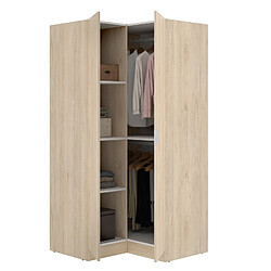 Avis Pegane Armoire dressing d'angle en panneaux de particules mélaminés coloris chêne - Longueur 90.5 x Profondeur 92.5 x Hauteur 184.2 cm