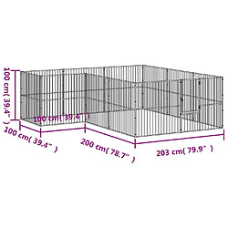 vidaXL Parc pour chien 12 panneaux noir acier galvanisé pas cher