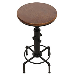 Acheter Mendler Table de bar HWC-N23, table de comptoir table de bistro réglable en hauteur pivotante repose-pieds Industrial fer massif-bois Ø 50cm ~ brun