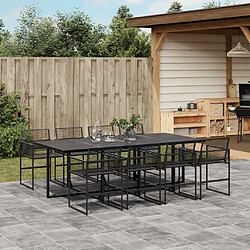 vidaXL Ensemble à manger de jardin 9 pcs Noir Résine tressée