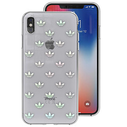 Adidas Coque pour iPhone X et XS Imprimé Trèfle Irisé Bords Surélevés Transparent