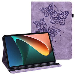 Etui en PU motif papillons avec porte-cartes violet pour votre Xiaomi Pad 5/5 Pro