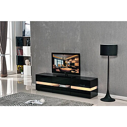 Avis Habitat Et Jardin Meuble TV LED Vida - 177 x 39 x 45 cm - Noir laqué