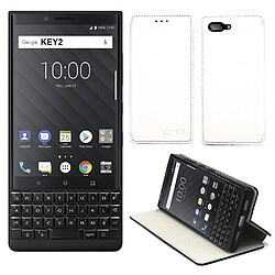 Xeptio Etui Luxe Blackberry Key 2 Ultra Slim blanc Style Cuir avec Stand - Housse Coque Antichoc de Protection pour Blackberry KeyOne 2/Key2 Smartphone 2018 - Accessoires Pochette Exceptional Case !