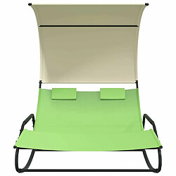 Avis Maison Chic Chaise longue | Transat Bain de soleil double à bascule avec auvent Vert et crème -GKD56454