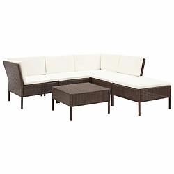 Maison Chic Salon de jardin 6 pcs + coussins - Mobilier/Meubles de jardin - Table et chaises d'extérieur Résine tressée Marron -MN23477