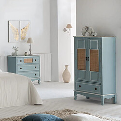 Armoire Alexandra House Living Bleu Rotin Bois d'épicéa Bois MDF 42 x 138 x 80 cm