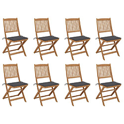 vidaXL Chaises pliables d'extérieur et coussins lot de 8 Bois d'acacia