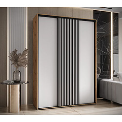 Abiks Meble Armoire LANKO 1 À Portes Coulissantes 235,2/180/45 3 Portes (Artisan/Blanc)