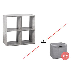 Five Simply Smart Étagère 4 cases Mix N' Modul Gris + 4 boîtes Gris clair chiné - Five